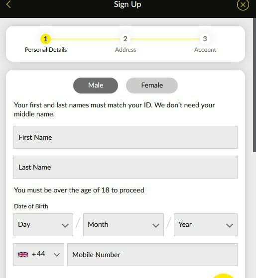 talkSPORT BET Registration Screenshot